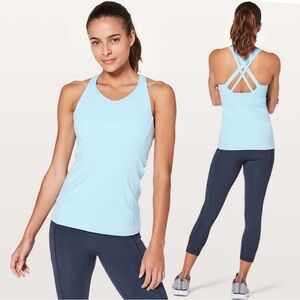 Lululemon Stash N Run Tank Blue Glow Athletic Tank Top size 8